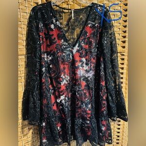 Free People Black and Red Mini Dress